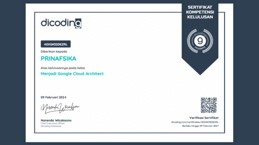 Certificate of Completion for Backend Web Development from Dicoding